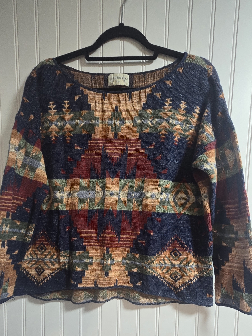 Ralph Lauren Southwestern Crewneck Sweater - Navy, Rust & Mustard